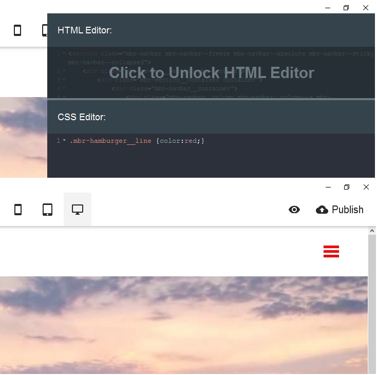 Right from the beginning I have been having a particular problem with Mobirise free mobile website builder: Menu does not display in Smartphone after website is uploaded, you can only guess where the Menu is (the three horizontal bars); it appears but there's no way to close it.