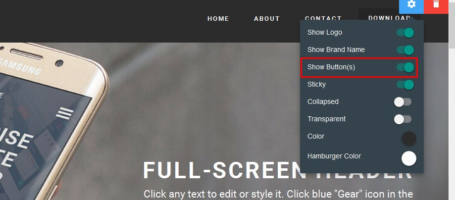 I don't want to have the rightmost button in the Mobirise site maker free menu with a background and a border; how do I get rid of it?