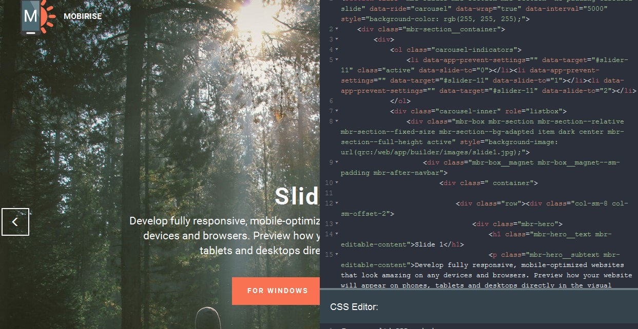 When adding a slider in the Mobirise website code generator in the Mobirise theme (haven’t tried it with PurityM), I’ve found that If you turn off autoplay and then enter into the html edit mode, the slides will no longer advance/go back using the ‘<’ and ‘>’ arrows – even if you don’t enter any code.