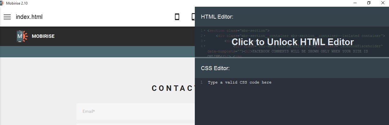 Ability in bootstrap website creator to insert html code into the pages