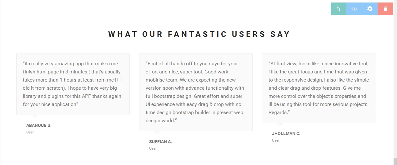 Also add following features to Mobirise best website generator:
1. Galery module with pagination and number of rows and columns
2.