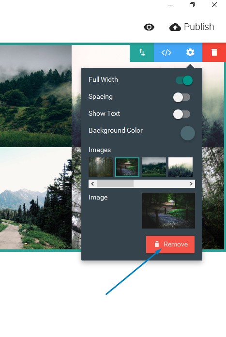 How can I delete images from a Mobirise free web creator software gallery?