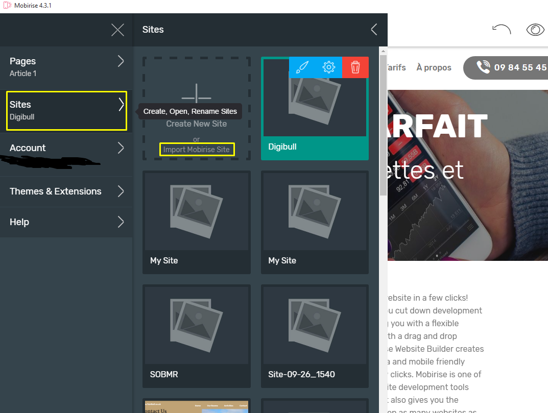 I have a website that i was working on in Mobirise Free Site Maker, and I am trying to recover it.
