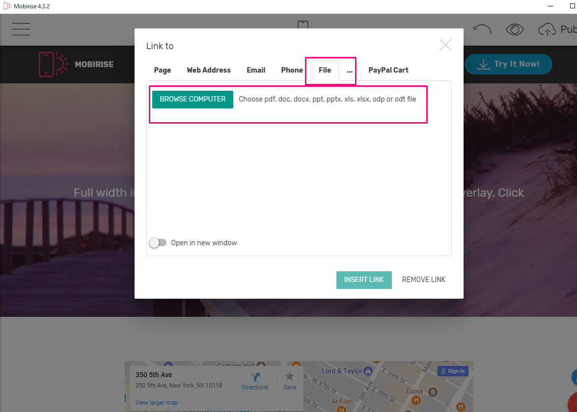 Mobirise file link